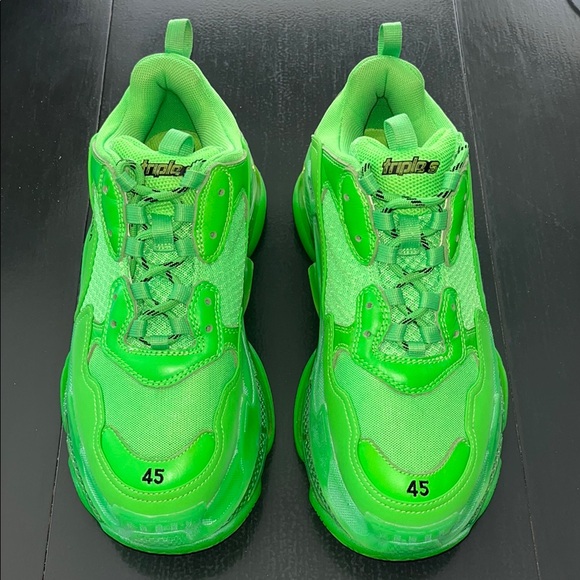 Balenciaga Triple S Neon Green Sneakers - Picture 1 of 5